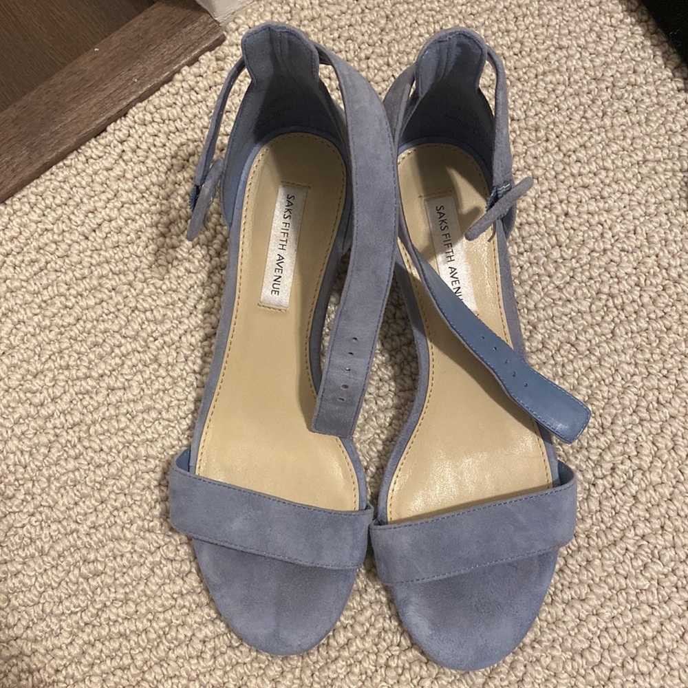 Saks Fifth Avenue Blue Suede Sandals